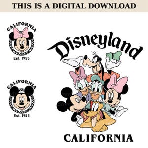 Retro Disneyland California PNG, Disneyland Est 1955 PNG, Mickey And Friends PNG, Disneyland Png, cute disney Png, Disney Shirts, Disney Png