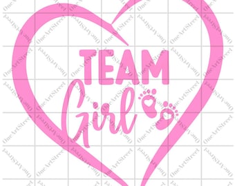Team Girl Gender Reveal SVG PNG: Baby Announcement (Digital Download)