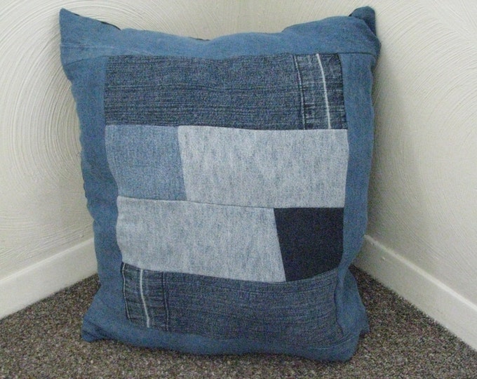 Upcycled Denim Throw Pillow Jean Patchwork Etsy