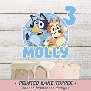 Bluey Cake Topper, Printed Cake Topper, Kids Birthday Party Personalised Cake Decoration