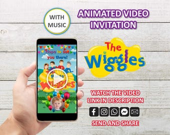 Wiggles Invitations, Animated Video Invite, Wiggles Personalised Birthday Party, Custom Kids Party Invitations