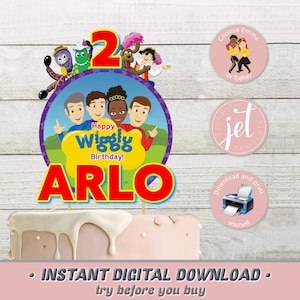 The Wiggles Cake Topper, Digital Editable Cake Topper, Kids Birthday Party Personalised Cake Topper, Custom Instant Download