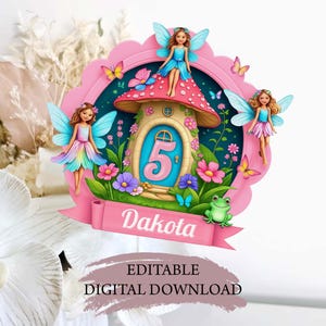 Personalisierte Fee Kuchen Topper, Fee Geburtstag Party Dekoration, Benutzerdefinierte magische Mädchen Feier, Sofort Download