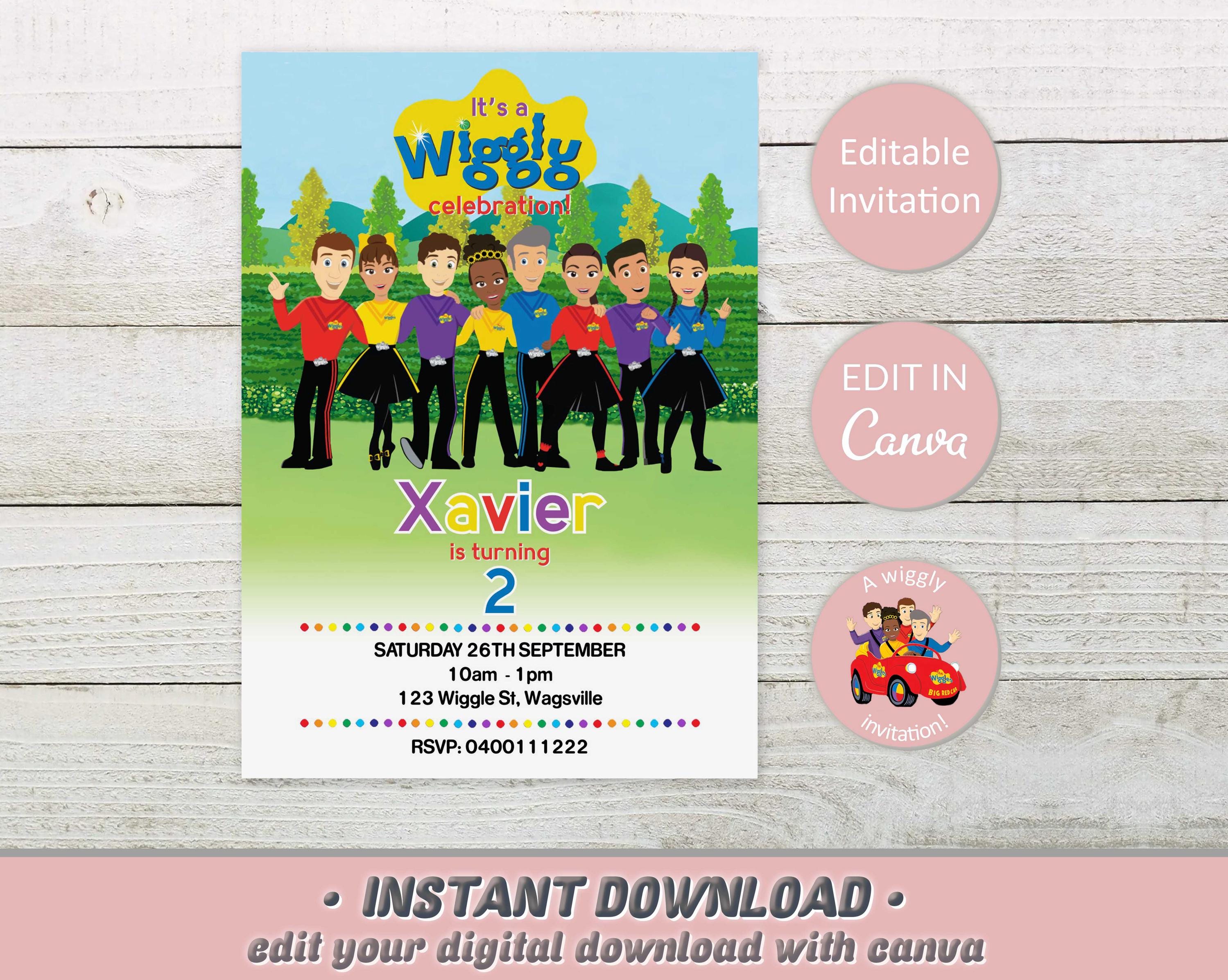 Wiggles Invitation, Personalised Birthday Party Invite, EditableTemplate, Wiggly Digital Download