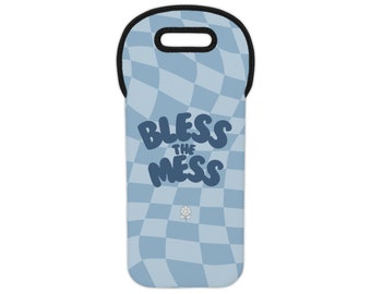 Bless the Mess (Blue) Wine Tote Bag