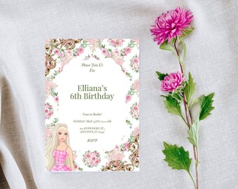 Invitación de cumpleaños de Barbie vintage