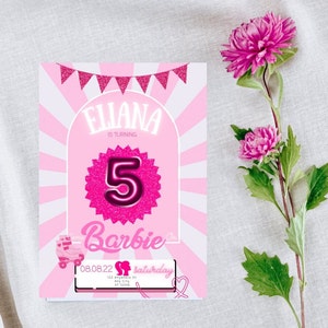 Rollerskate Barbie Birthday Invitation
