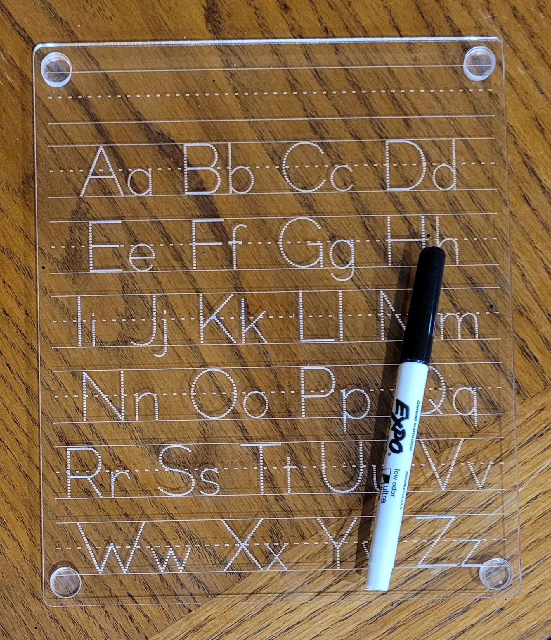 Dry Erase Alphabet ABC Tracing Board Engraved Clear Acrylic Etsy