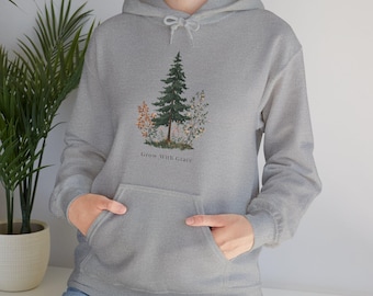 Evergreen Pine Tree Hoodie | Minimal Nature Forest Illustration Sweatshirt | Simple Outdoor-Inspired Pullover