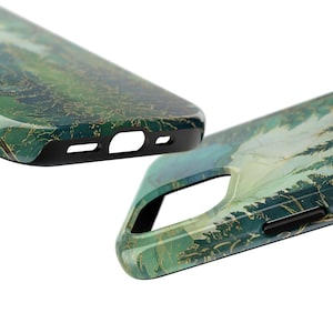 Stained Glass Emerald Forest Phone Case | Pine Trees, Watercolor Mountain image 3