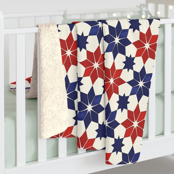 Sherpa Fleece-Decke Geometrisches Stern-Muster-Decke, USA-Farben