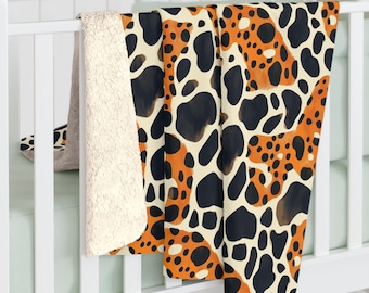 Polaire Sherpa à imprimé guépard | Jeté animal abstrait