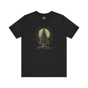 Unisex Jersey Tee Evergreen Tree Nature Design T-Shirt, Green Forest Scenery Tee, Outdoor Enthusiast Apparel, Nature Lover Gift