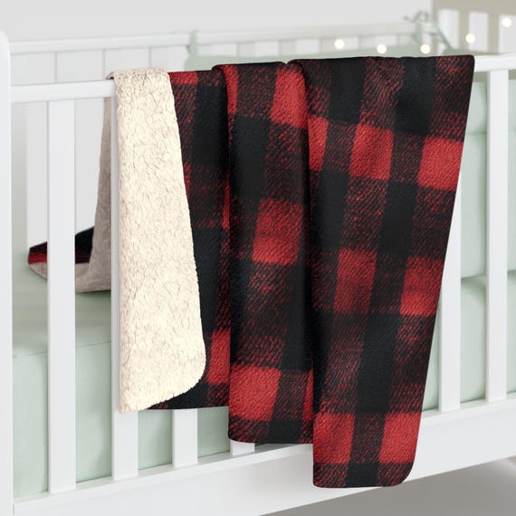 Rote Flanell-karierte Sherpa-Fleece-Decke, kuscheliger Holzfäller-inspirierter Winterüberwurf, weiche und warme Decke
