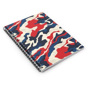 Stijlvol notitieboek met camo-spiraal, uniek dagboekcadeau voor studenten, schoolbenodigdheden, creatief schrijven, kantoorgebruik, patriottische Amerikaanse vlag van de VS