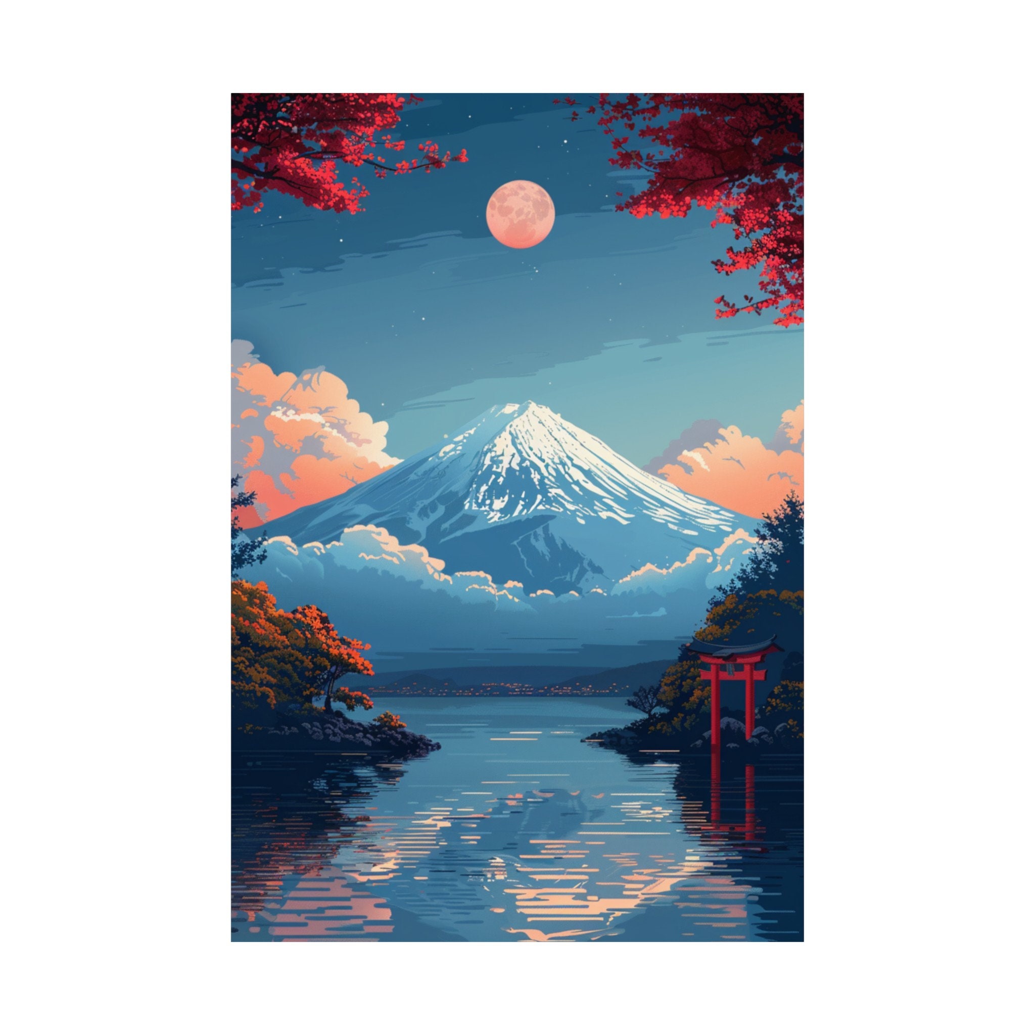 Mount Fuji Poster, Vintage Japanese Landscape Art Print - Etsy