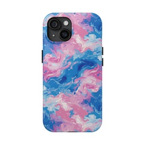 Tough Phone Case Cotton Candy Clouds Phone Case, Pink and Blue Wavy Pattern Design, Fluffy Sky Phone Case, Decorative Phone Case