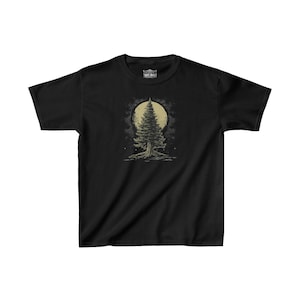 Kids T-Shirt Evergreen Forest Scene T-Shirt, Nature-Inspired Apparel, Tree Graphic Tee, Rustic Wilderness Clothing, Outdoor Lovers Gift