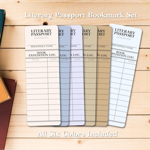 Literary Passport Bookmark Set (6 Bookmarks) - Vintage Reading Log Tracker