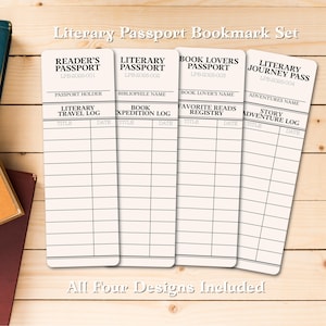 Literary Passport Bookmark Set (Set of 4) - Vintage Reading Log Tracker