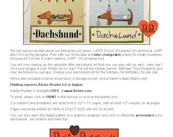 Dachshund Dog _ Paper Craft _ Dog ART with Interchangeable Outfits & Accessories _  Pattern + Printables __ Digital Download _ PDF