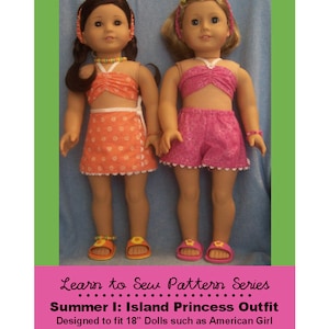 18&quot; Doll Learn-to-Sew Doll Clothes Pattern: Island Princess + BONUS Patterns & Guide _ PDF _ Digital Download