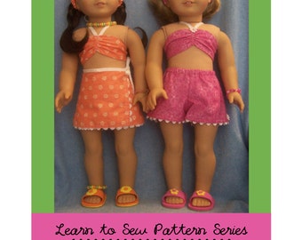 18" Doll Learn-to-Sew Doll Clothes Pattern: Island Princess + BONUS Patterns & Guide _ PDF _ Digital Download