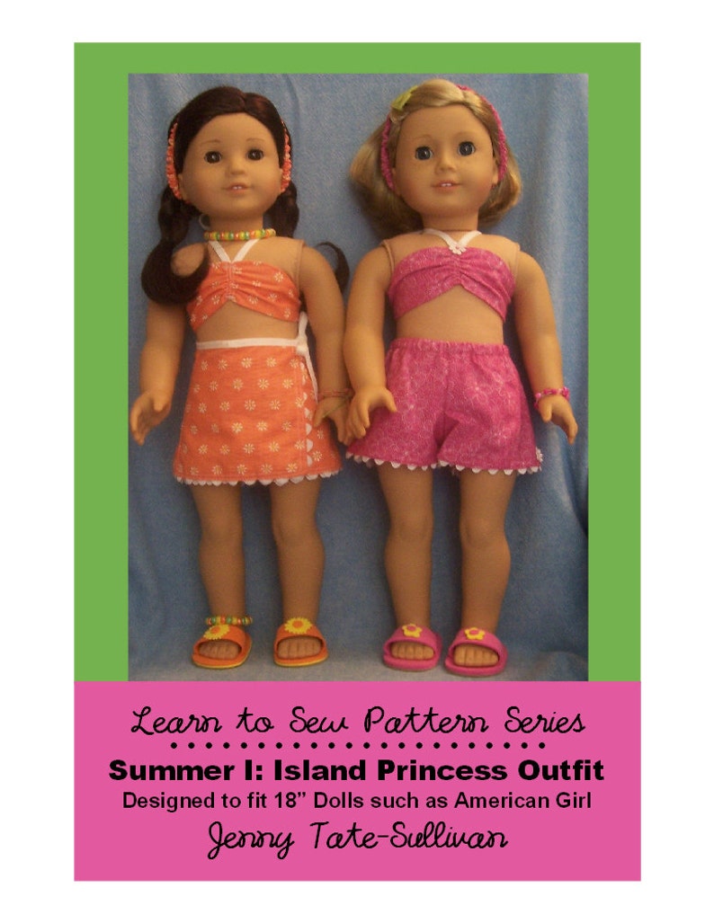 18 Doll Learn-to-Sew Doll Clothes Pattern: Island Princess BONUS Patterns & Guide _ PDF _ Digital Download image 1