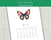 Digitaler Kalender 2026 & 2027 Printable | Butterfly Calendar PDF | A4 und US Letter | in Deutscher und Englischer Sprache | Mo-So und So-Sa