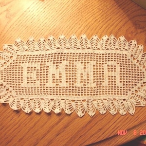 New Custom Personalized Filet Crochet NAME Doily up to 8 Letters