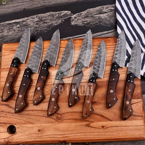 Hand Forged Damascus Steel Steak knives, BBQ Steak knife, Kitchen knives, Anniversary gift, Christmas Gift for MEN | The Handmade Steaks