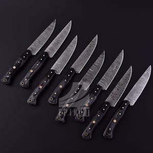Hand Forged Damascus Steel Steak knives, BBQ Steak knife, Kitchen knives, Anniversary gift, Christmas Gift for MEN | The Handmade Steak