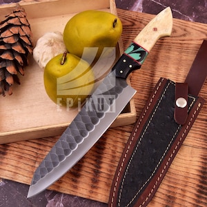 Hand Forged Damascus Chef knife,Handmade Kitchen knife, Damascus Chef knives, Cooking knife, Kitchen knives, Anniversary & Birthday gift USA