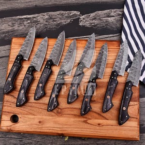 Hand Forged Damascus Steel Steak knives, BBQ Steak knife, Kitchen knives, Anniversary gift, Christmas Gift for MEN | The Handmade Steaks