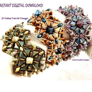 Tango SuperDuo and Pyramid Bead Pattern for Bracelets Earrings and Pendants