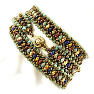 Beadweaving Pattern for Boho Wrap Bracelet, SuperDuo Bracelet Tutorial image 3