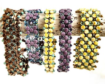 Pattern for Weaving 5 Different Beaded Bracelets with Pellet Beads and Seed Beads