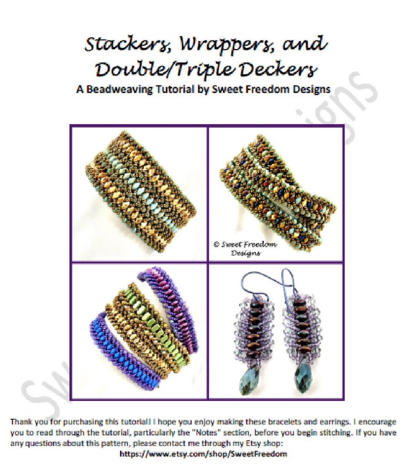 Beadweaving Pattern for Boho Wrap Bracelet, SuperDuo Bracelet Tutorial image 2