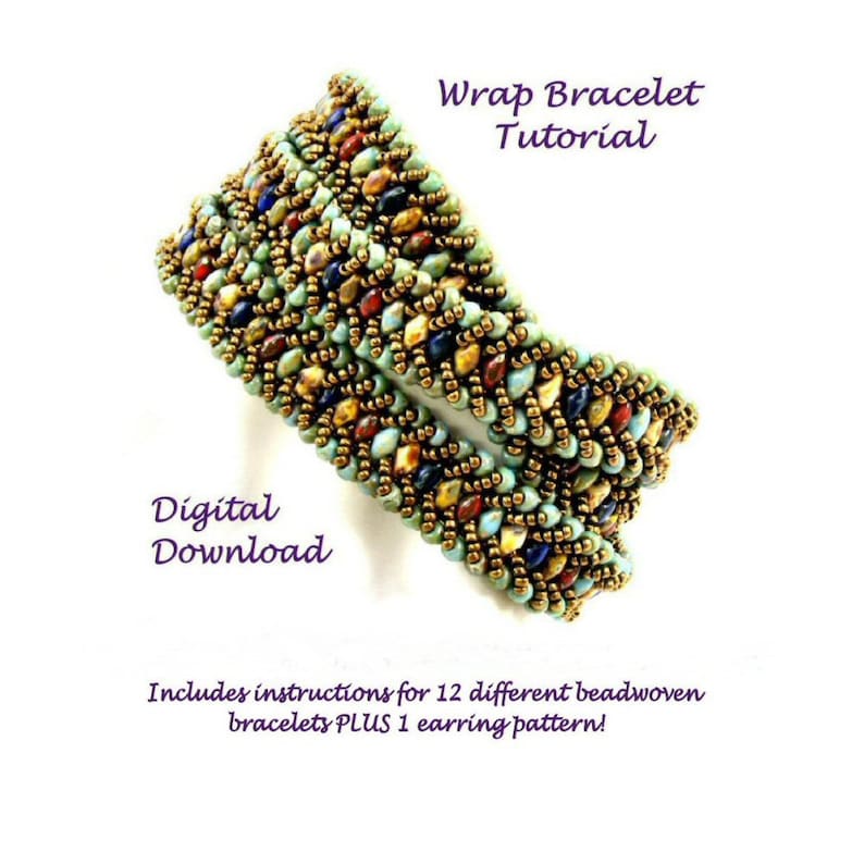 Beadweaving Pattern for Boho Wrap Bracelet, SuperDuo Bracelet Tutorial image 1