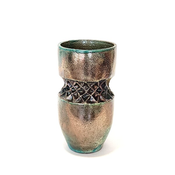hand made raku fired ceramic vase