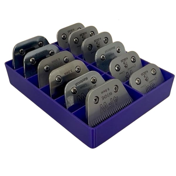 Mixed Blade Tray | 12 Slot Dog Grooming Storage | 6 Standard + 6 Wide Clipper Blades | 3D Printed UK