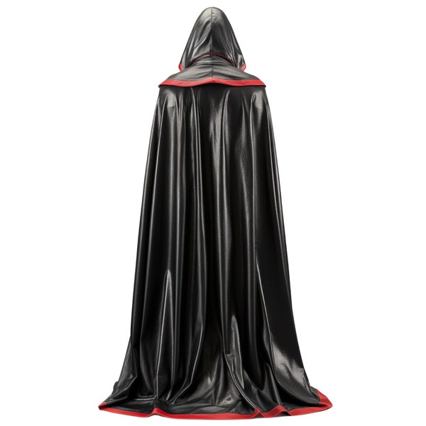 Pure Red & Black Leather Medieval Hooded Cloak - Handmade Creed Inspired Leather Cloak For Cosplay - Leather Armor Costume Festival Outfit