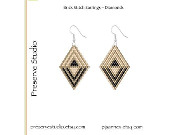 Brick Stitch Earring Pattern, Brick Stitch, Delica Beading Pattern, Drop Earrings