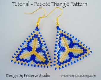 Peyote Earring Pattern, Seed Bead Pattern, Bead Triangle Pattern, Beading Tutorial, Peyote Stitch, Delica Seed Bead, Earring Tutorial