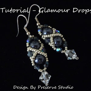 Pearl Glamour Drop Earrings Pattern: Seed Bead Tutorial (Digital Download)