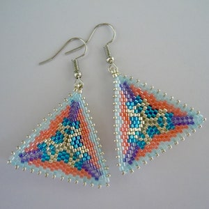 Peyote Earring Pattern, Seed Bead Pattern, Bead Triangle Pattern, Beading Tutorial, Peyote Stitch, Delica Seed Bead, Earring Tutorial image 3