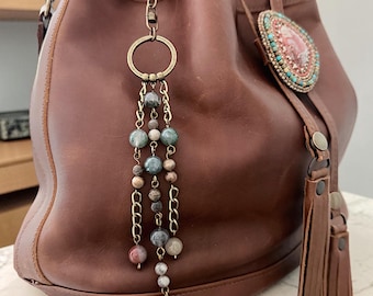 Beaded Bag Charm, Purse Charm, Artisan Handbag Jewelry, Gift for Her