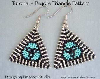 Peyote Earring Pattern, Seed Bead Pattern, Bead Triangle Pattern, Beading Tutorial, Peyote Stitch, DIY Earrings, Earring Tutorial