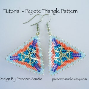 Peyote Earring Pattern, Seed Bead Pattern, Bead Triangle Pattern, Beading Tutorial, Peyote Stitch, Delica Seed Bead, Earring Tutorial image 1