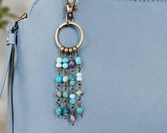 Beaded Bag Charm, Purse Charm, Artisan Handbag Jewelry, Gift for Her